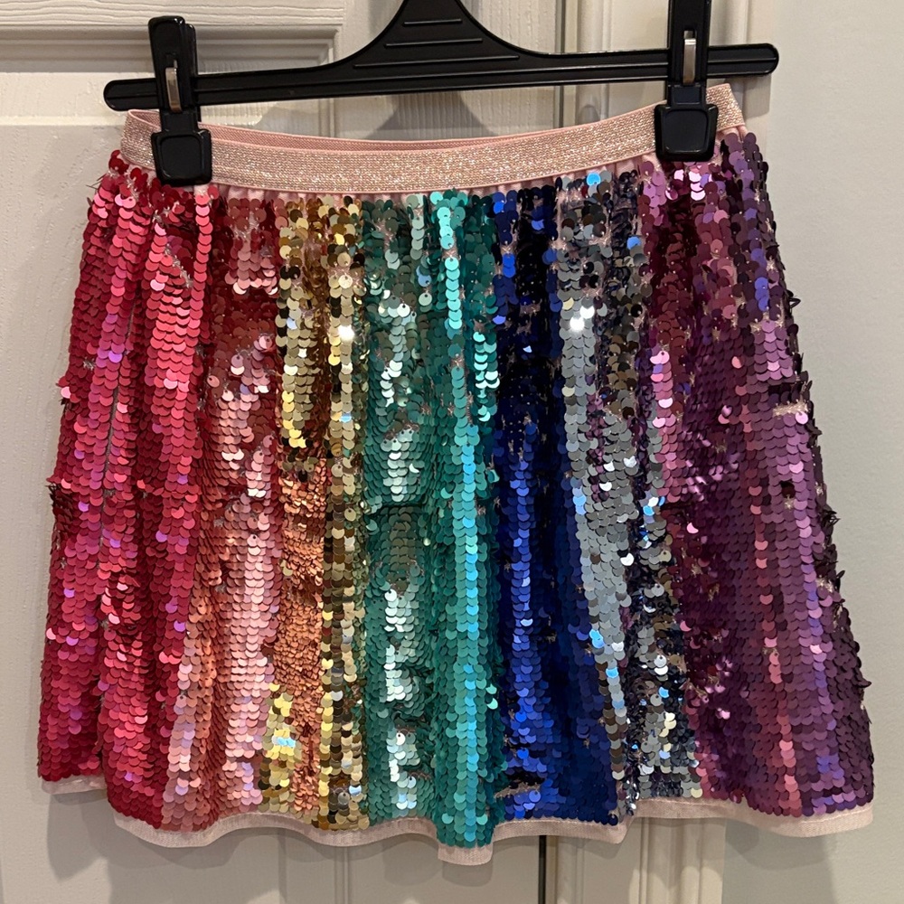 NWT H&M Rainbow Sequin Girls Size 7-8 Mini Skirt